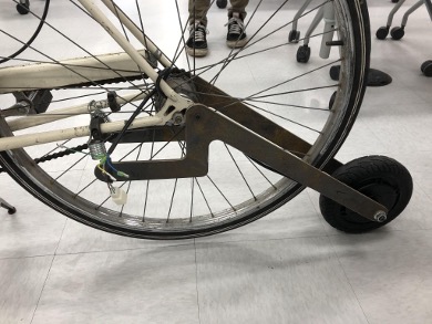 Photo of ebike wheel with adaptive device